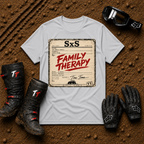 Family Therapy Prescription t-shirt in Sport Grey — retro Rx chart design for off-road ATV and UTV trail riding families | Tire Time Offroad