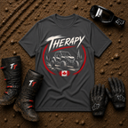 Therapy T-Shirt in Dark Heather Grey - UTV side-by-side trail graphic with Canadian flag, Tire Time Offroad