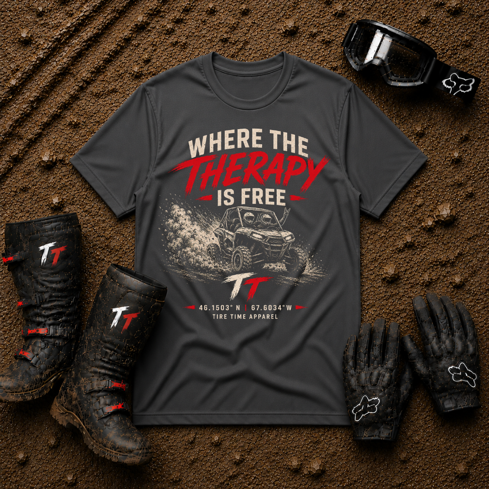 "Where the Therapy Is Free" Off‑Road Adventure Tee