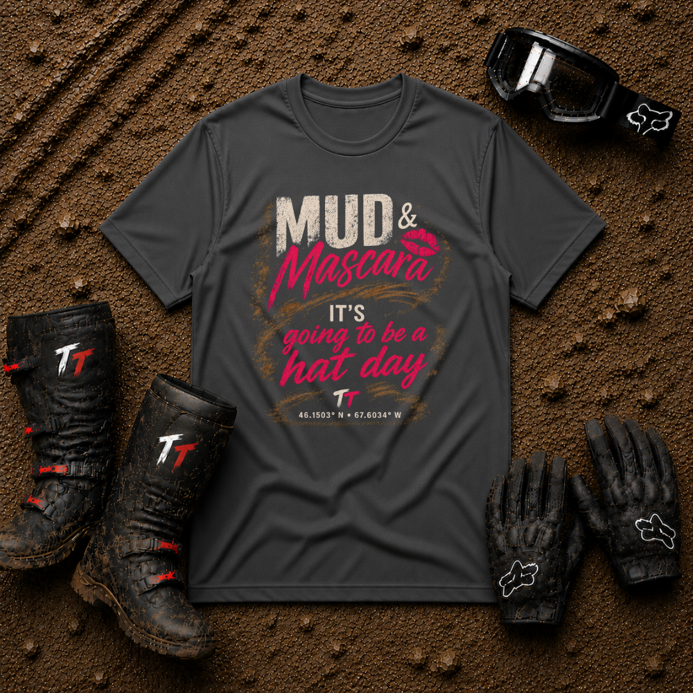 Dark heather grey "It's Going to Be a Hat Day" funny mud rider t-shirt for women