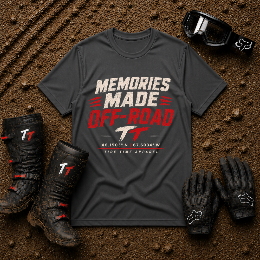 Dark heather grey Memories Made Off-Road quad rider graphic tee — Tire Time Offroad
