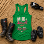 Kelly green Mud & Mascara women's off-road tank for trail days — Tire Time Offroad