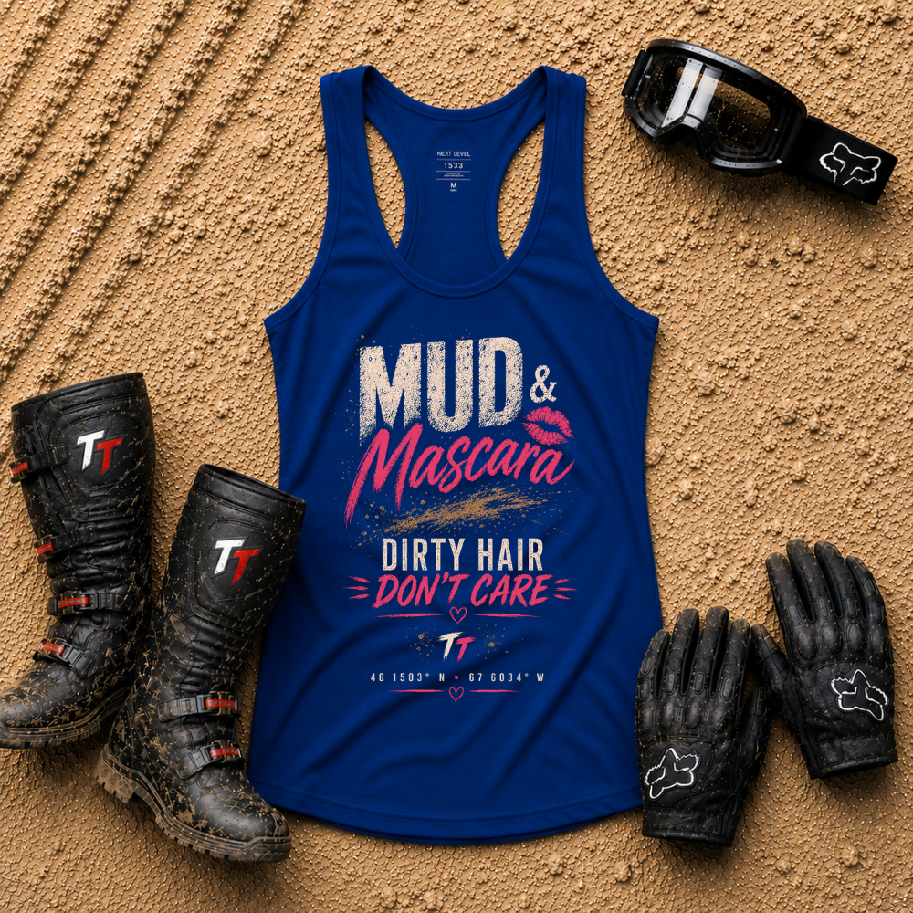 Royal blue Mud & Mascara women's mudding tank top — Tire Time Offroad