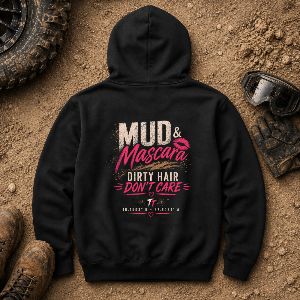 Mud & Mascara Hoodie in Black - women's off-road pullover with warm fleece lining for trail riders
