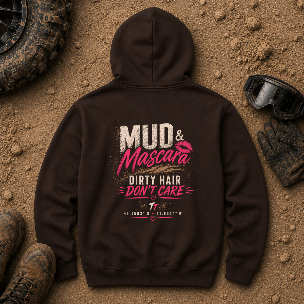 Mud & Mascara Hoodie in Dark Chocolate brown - women's off-road pullover with warm fleece lining for trail riders