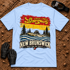 NB Trail Heritage t-shirt in Light Blue - New Brunswick flag ATV and side-by-side trail tee - Tire Time Offroad