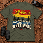 NB Trail Heritage t-shirt in Military Green - New Brunswick flag ATV and side-by-side trail tee - Tire Time Offroad