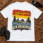 NB Trail Heritage t-shirt in White - New Brunswick flag ATV and side-by-side trail tee - Tire Time Offroad