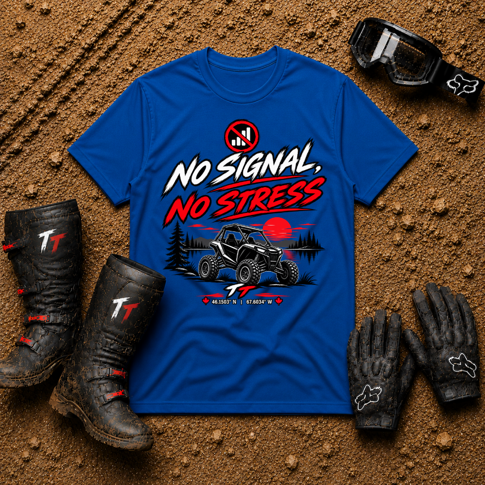 No Signal No Stress T-Shirt in Royal Blue