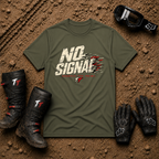 No Signal off-road tee in Military Green - UTV/side-by-side trail riding shirt