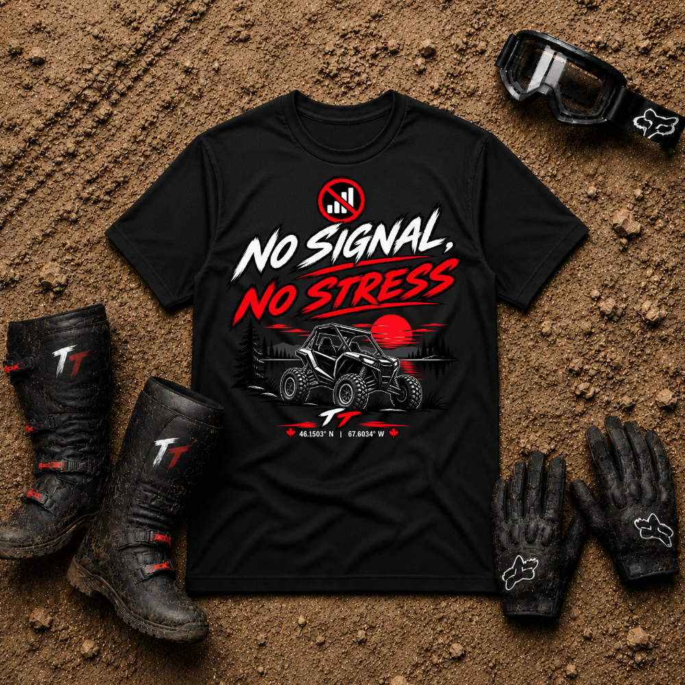 No Signal No Stress T-Shirt in Black