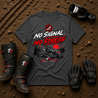 No Signal No Stress T-Shirt in Dark Heather Grey