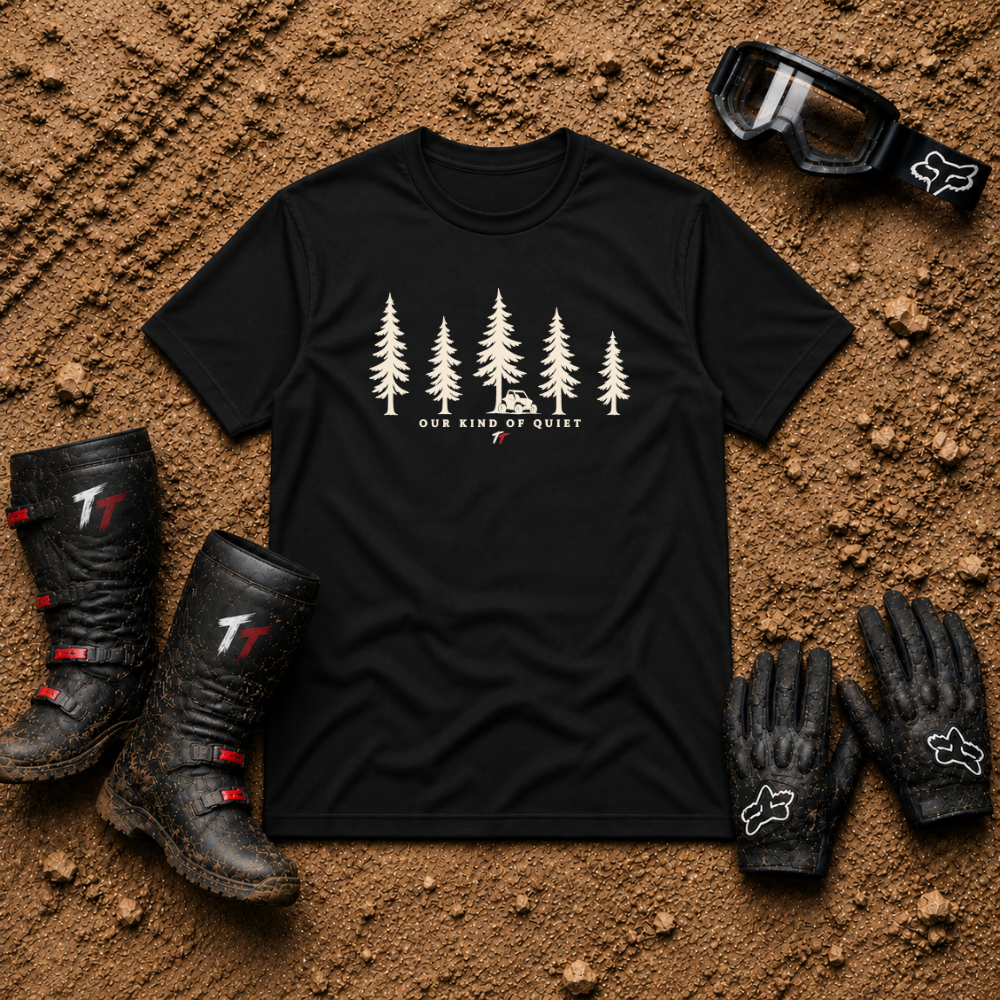 Our Kind of Quiet T-Shirt in Black - Tire Time Offroad trail escape tee