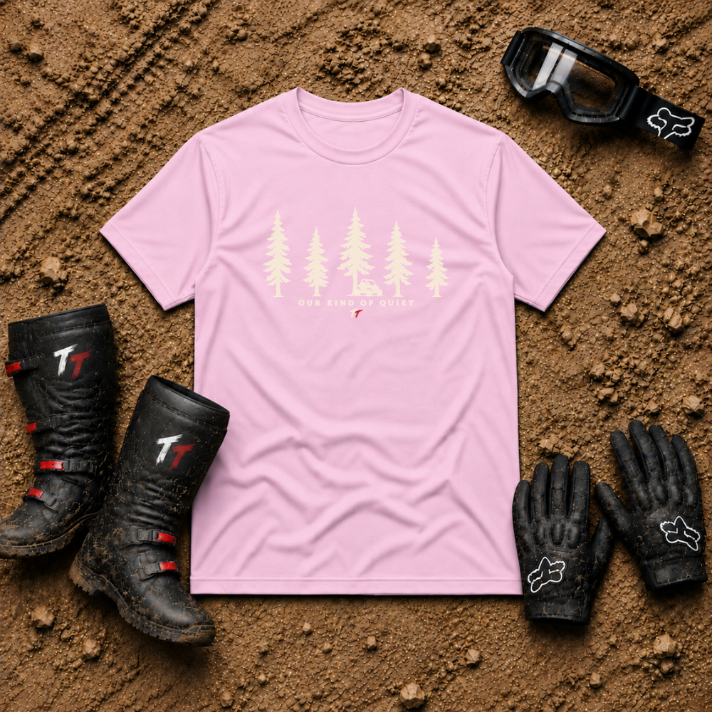 Our Kind of Quiet T-Shirt in Light Pink - Tire Time Offroad trail escape tee
