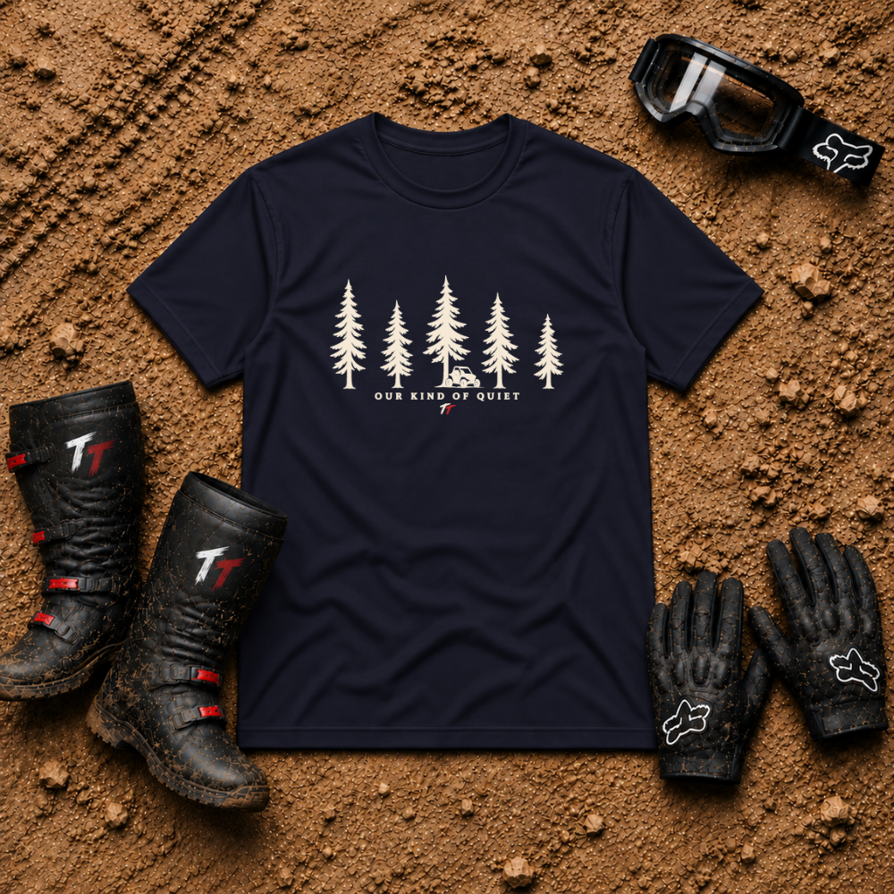 Our Kind of Quiet T-Shirt in Navy - Tire Time Offroad trail escape tee
