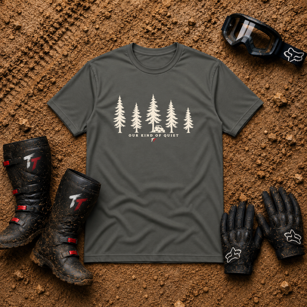 Our Kind of Quiet T-Shirt in Gray - Tire Time Offroad trail escape tee