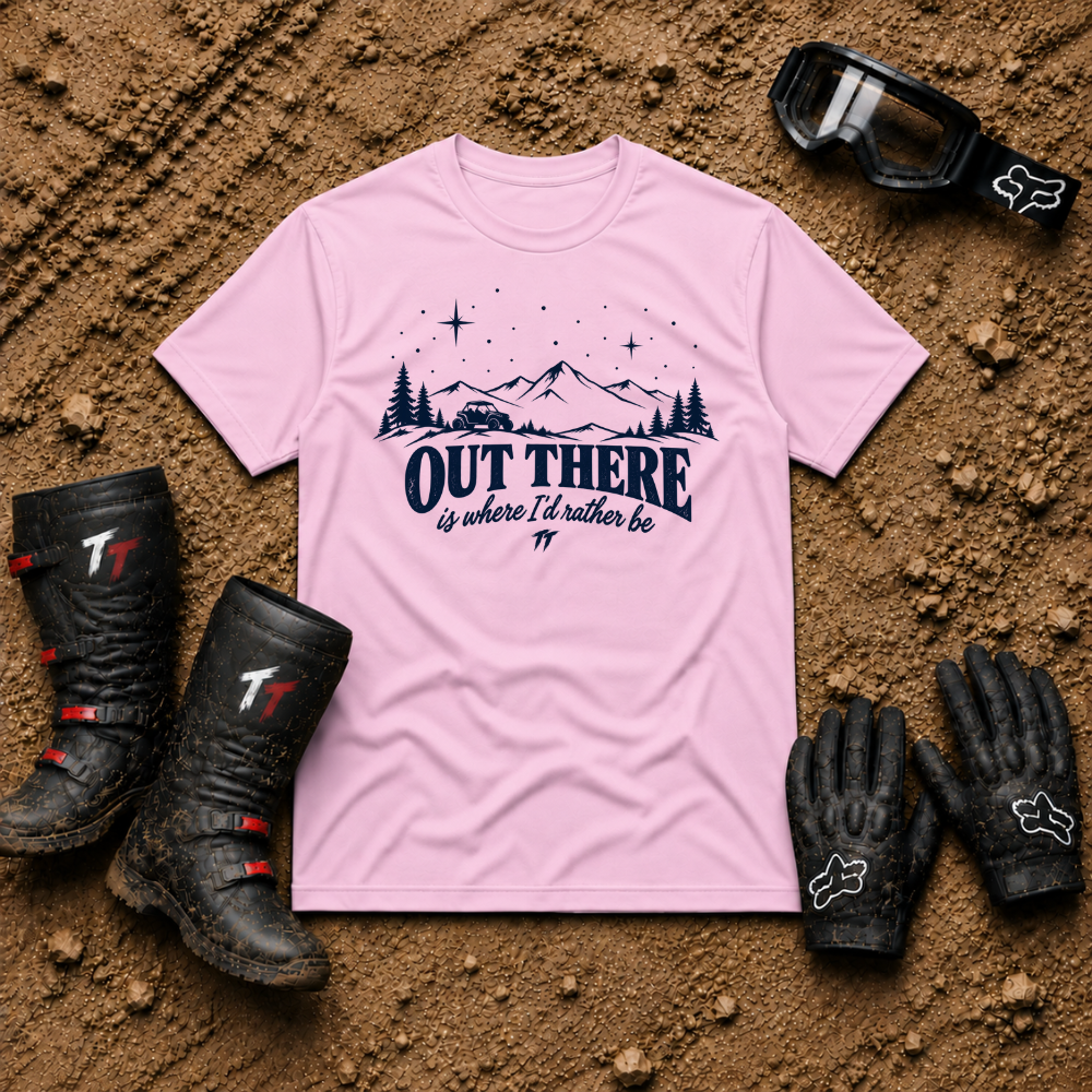 Light Pink Out There trail state-of-mind t-shirt — Tire Time Offroad