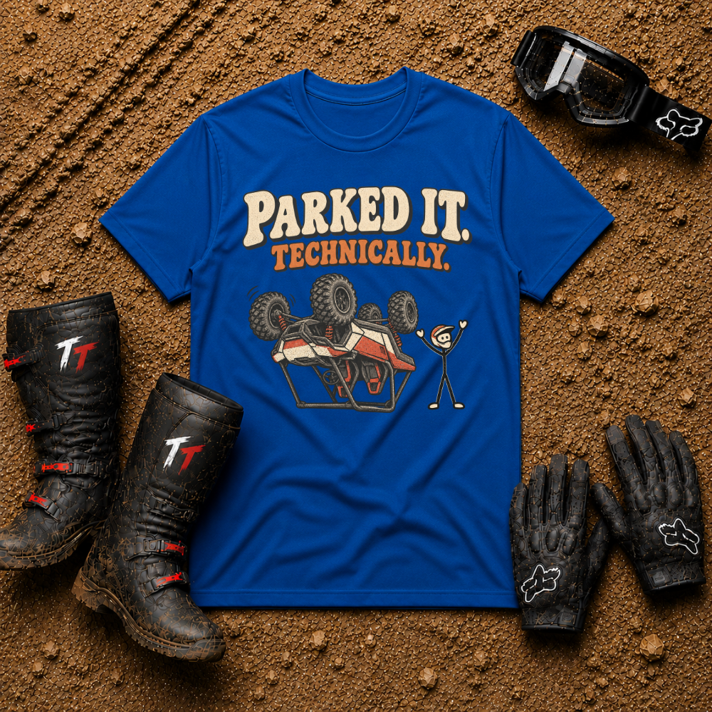 Royal blue Parked It Technically ATV/UTV t-shirt — Tire Time Offroad
