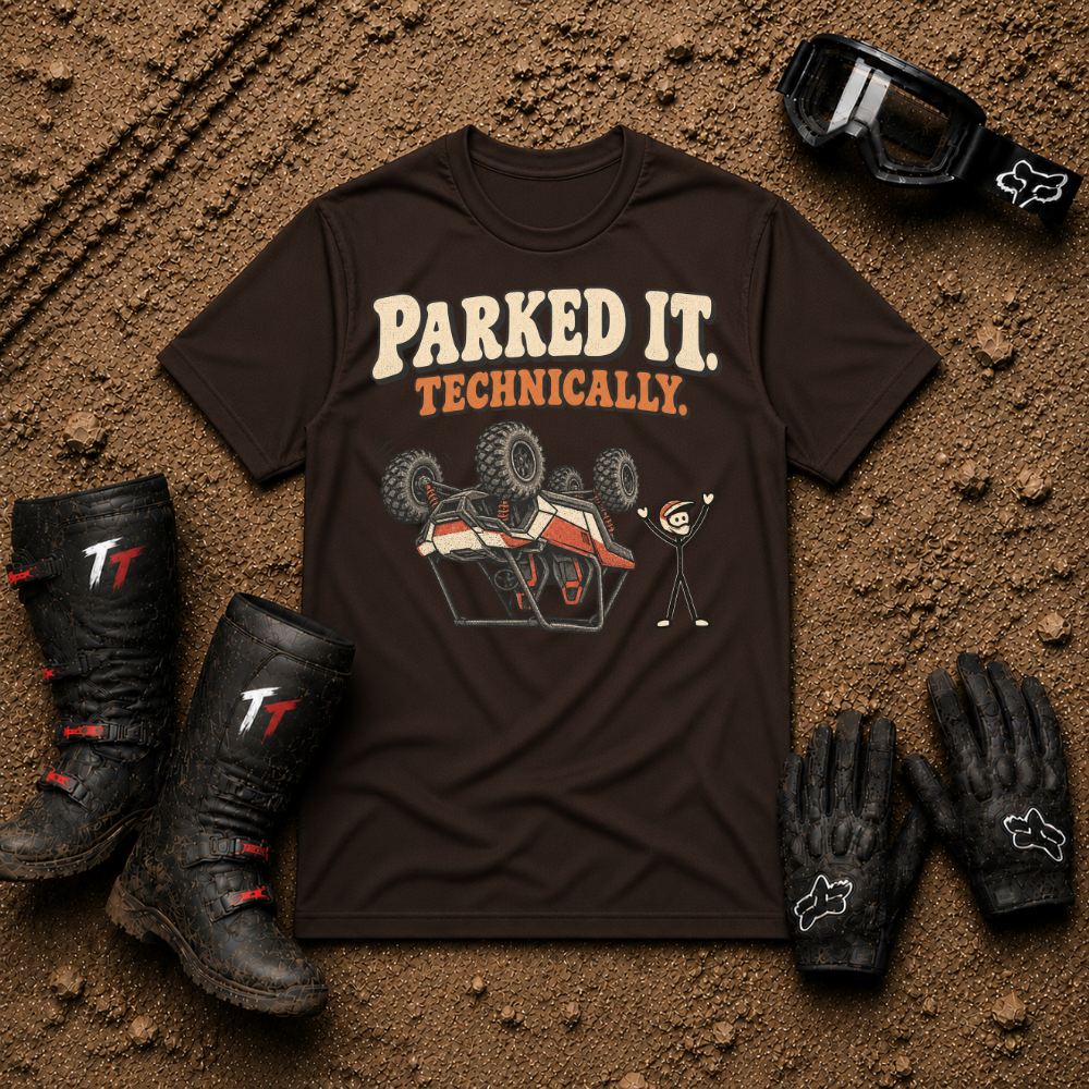 Dark chocolate Parked It Technically ATV/UTV t-shirt — Tire Time Offroad