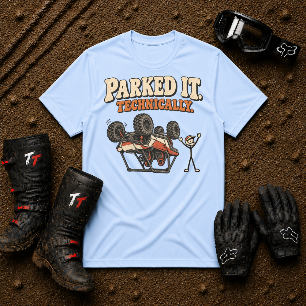 Light blue Parked It Technically ATV/UTV t-shirt — Tire Time Offroad