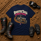 Navy Rooster Tails & Ponytails women's ATV/UTV t-shirt — Tire Time Offroad