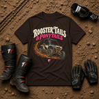 Dark chocolate Rooster Tails & Ponytails women's ATV/UTV t-shirt — Tire Time Offroad