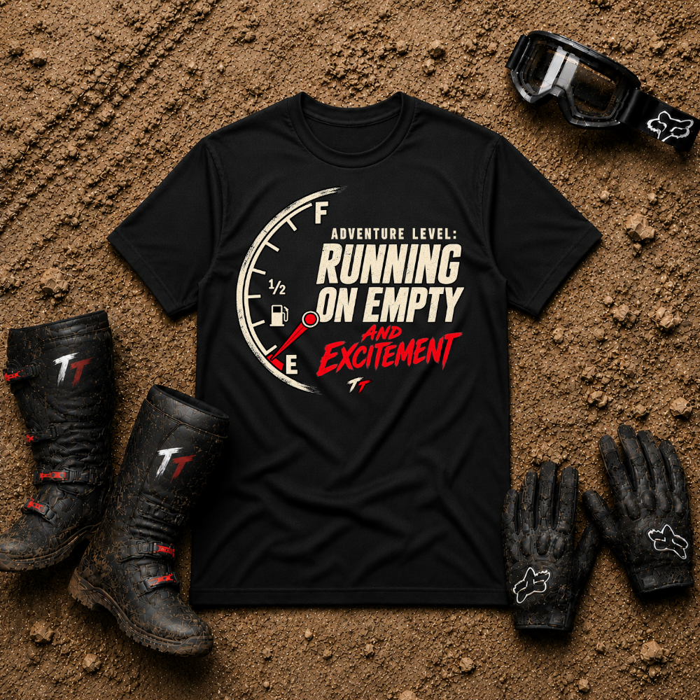 Running On Empty off-road tee in Black - UTV/side-by-side trail riding shirt