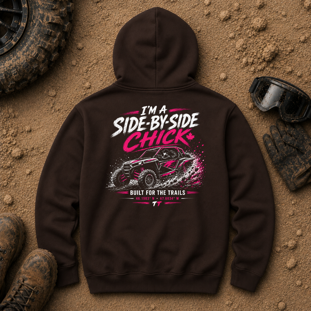 Dark chocolate SXS by SXS Chick women's off-road UTV hoodie — Tire Time Offroad