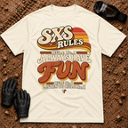 SXS Rules t-shirt in Natural - Side by Side Rules: Rule #1 have fun, Rule #2 listen to Rule #1 - Tire Time Offroad
