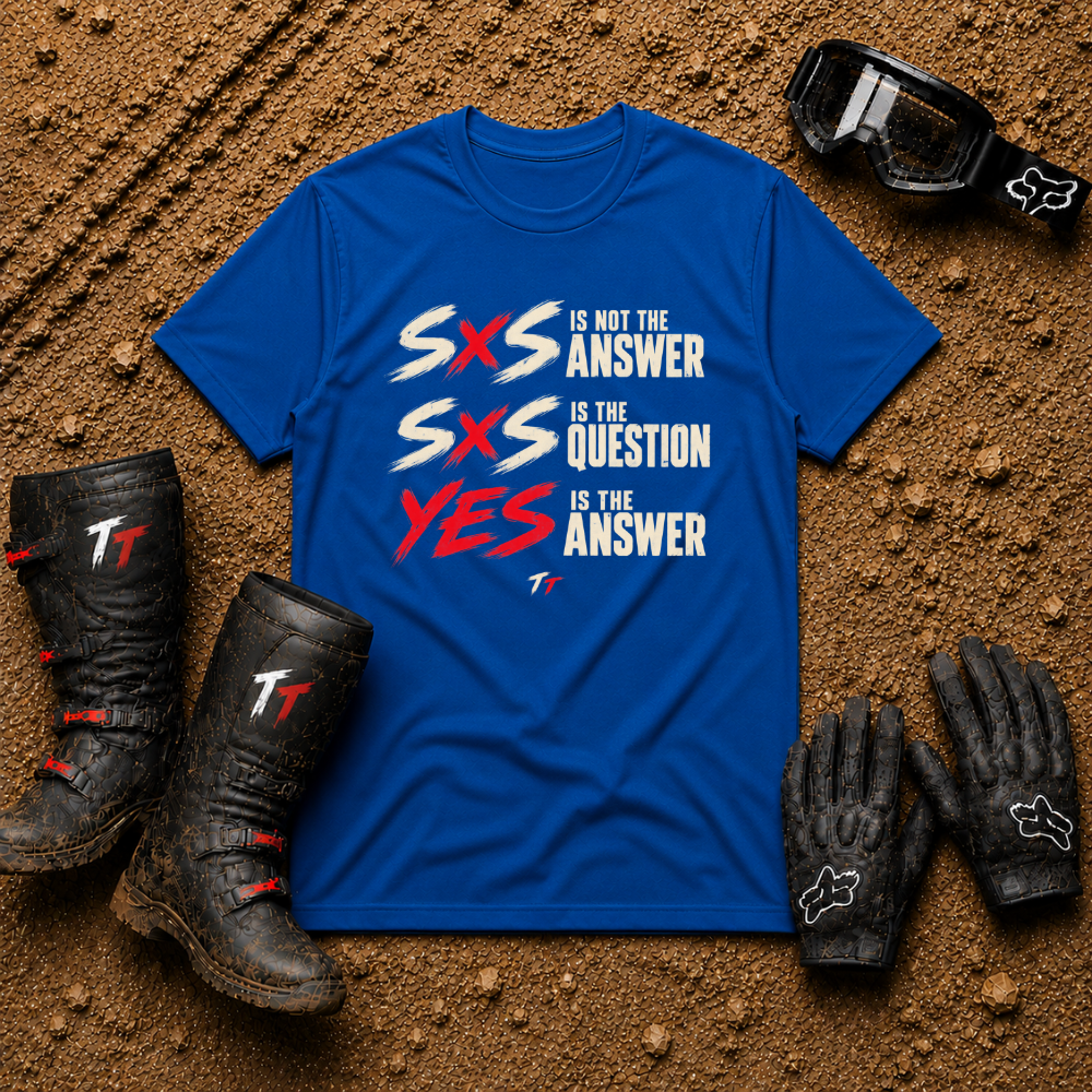 Royal blue SXS Yes off-road graphic tee for UTV riders — Tire Time Offroad