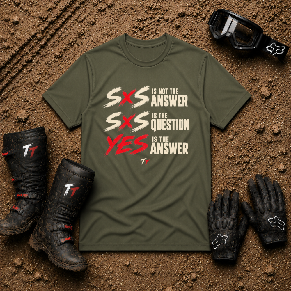 Military green SXS Yes off-road t-shirt for trail riding — Tire Time Offroad