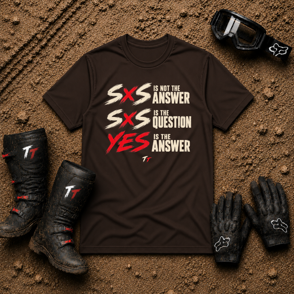 Dark chocolate SXS Yes off-road t-shirt for side-by-side riders — Tire Time Offroad