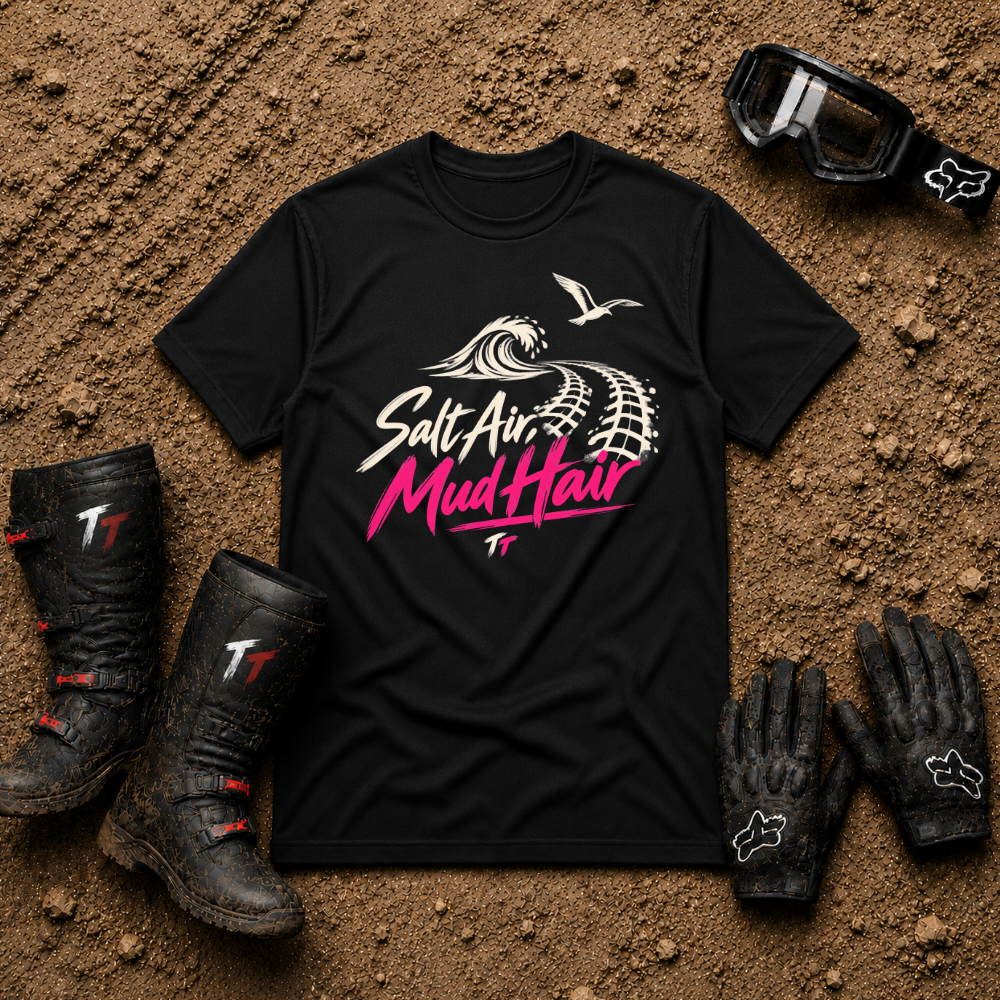 Black Salt Air Mud Hair women's off-road ATV/UTV t-shirt — Tire Time Offroad