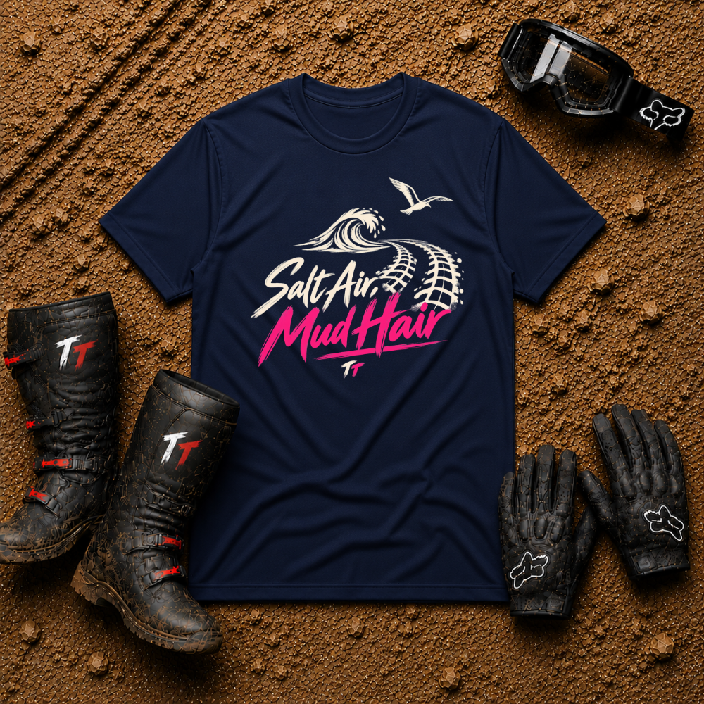 Navy Salt Air Mud Hair women's off-road ATV/UTV t-shirt — Tire Time Offroad