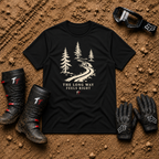 The Long Way Feels Right T-Shirt in Black - Tire Time Offroad scenic trail tee