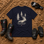 The Long Way Feels Right T-Shirt in Navy - Tire Time Offroad scenic trail tee