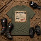Trail Condition Report graphic tee in Military Green - off-road ATV/UTV t-shirt