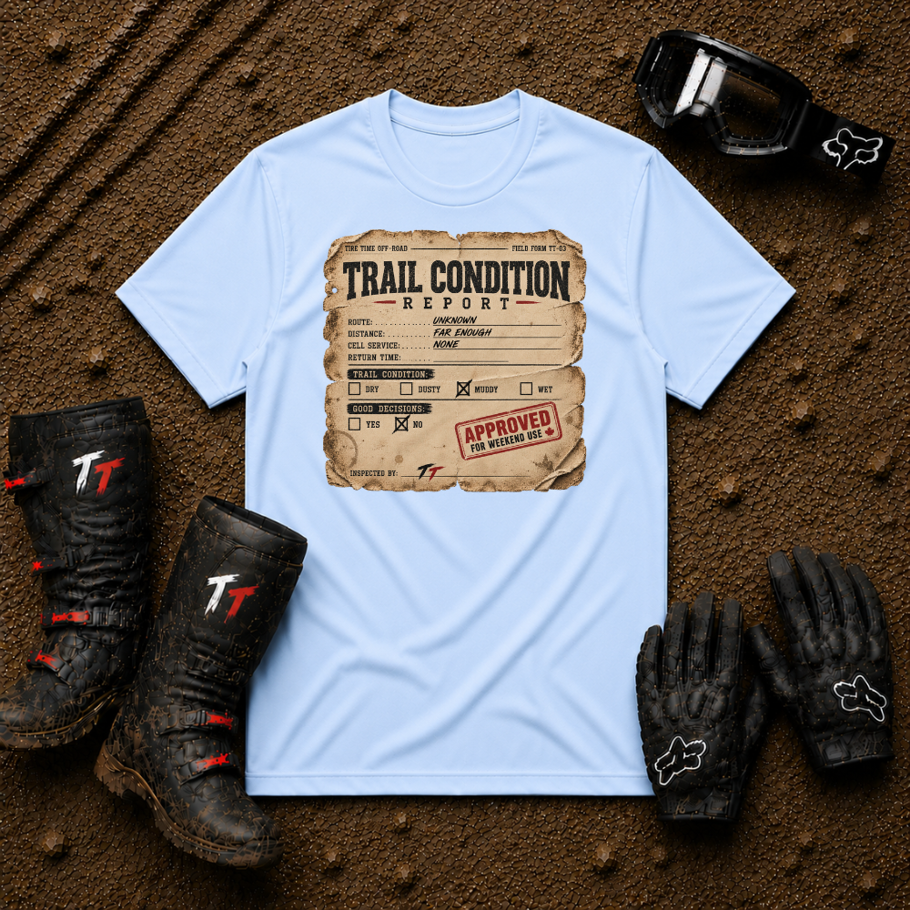 Trail Condition Report off-road tee in Light Blue - ATV/UTV side-by-side riding shirt