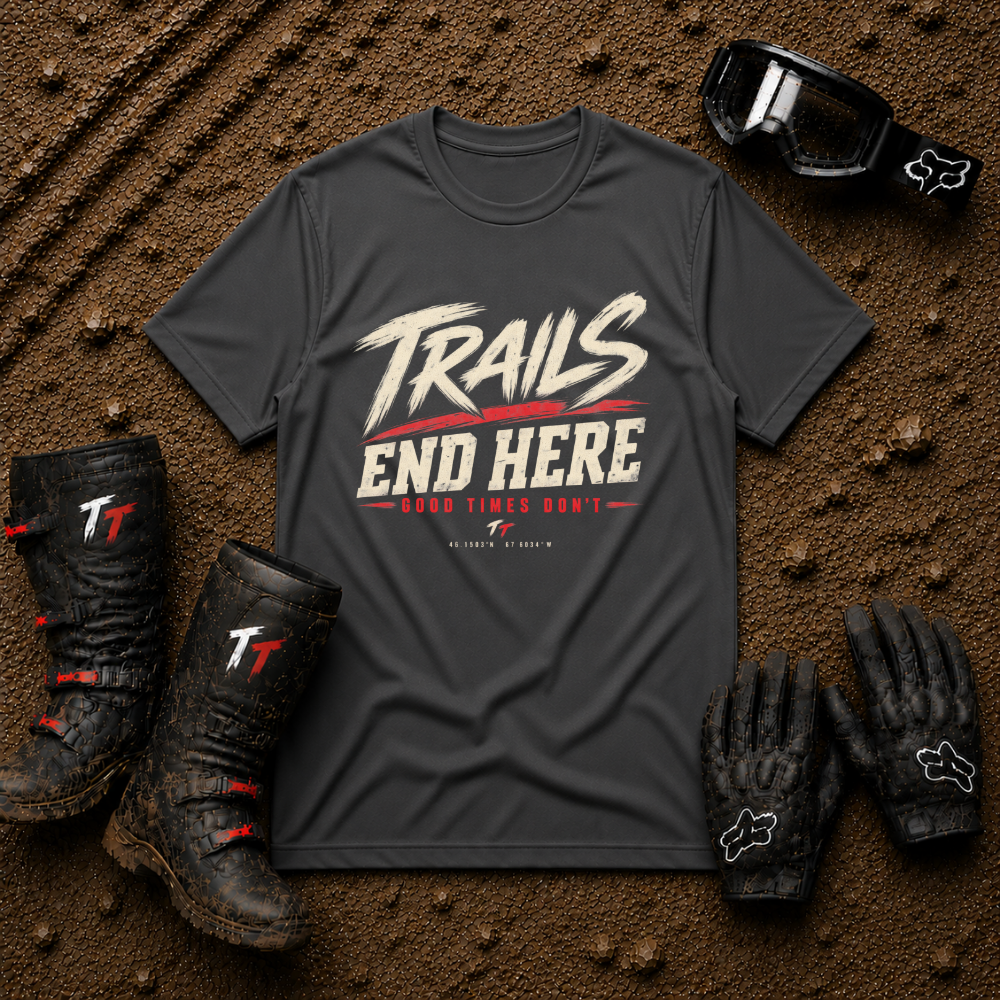 Sport grey heather Trails End Here tee – Tire Time off-road riding shirt