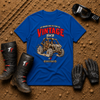 Vintage Stone Age Side By Side T-Shirt in Royal blue - retro off-road graphic tee for ATV/UTV riders