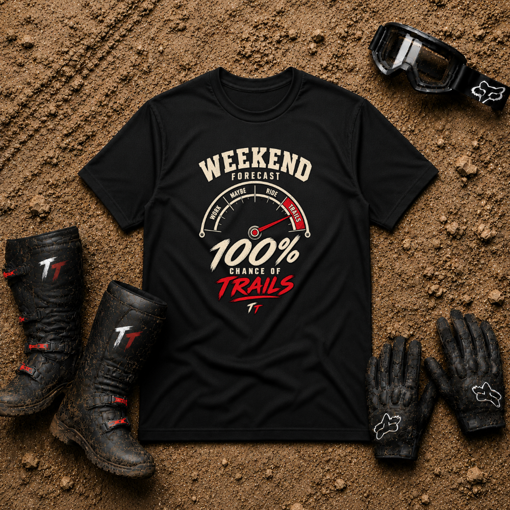 Weekend Forecast graphic tee in Black - off-road ATV/UTV trail riding t-shirt
