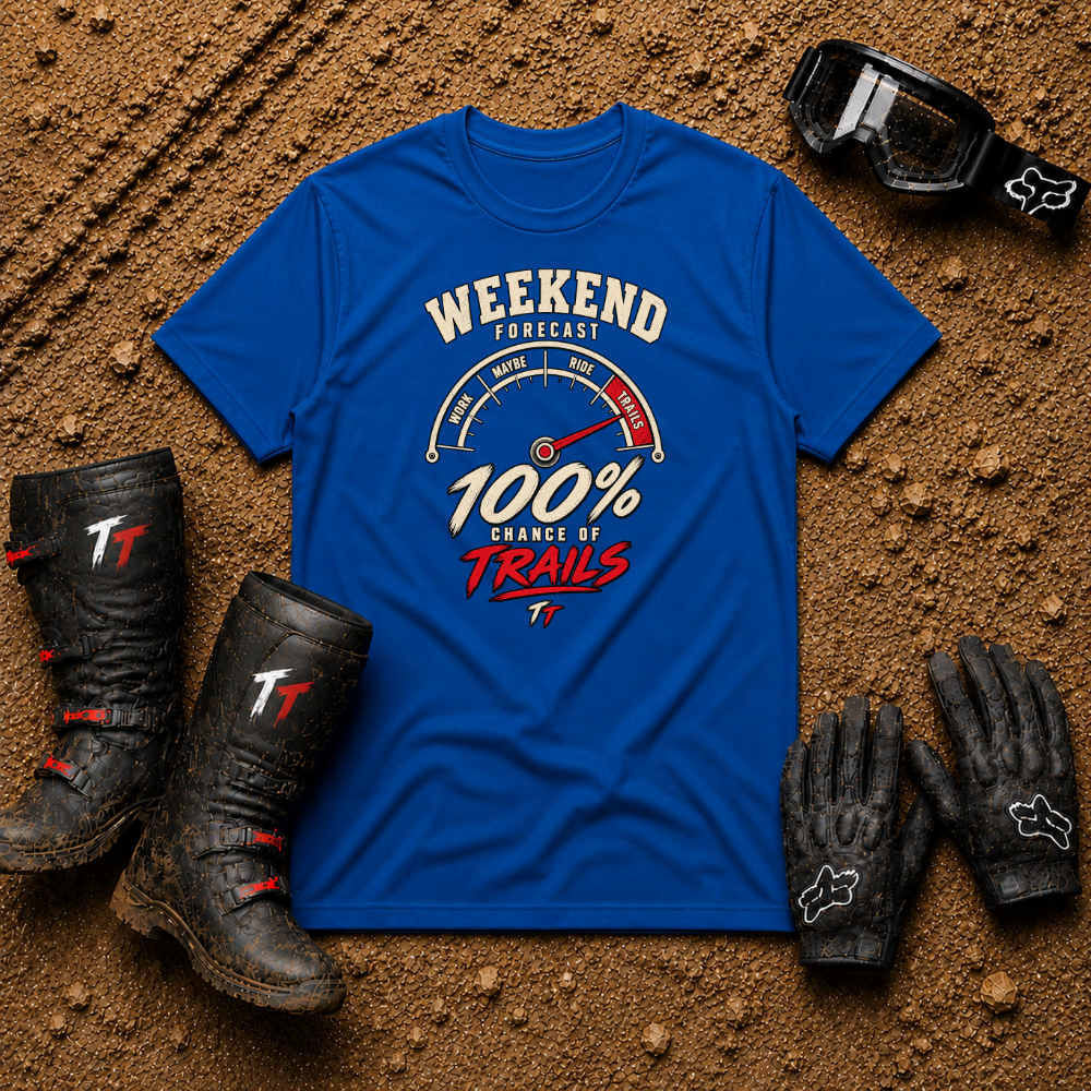 Weekend Forecast graphic tee in Royal Blue - off-road ATV/UTV t-shirt for trail riders