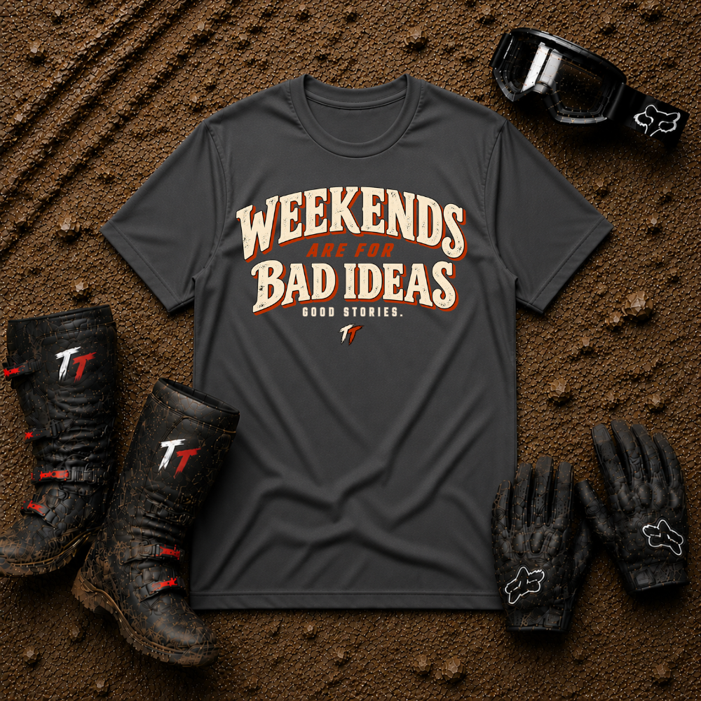 Dark heather grey Weekends Are for Bad Ideas funny off-road ATV/UTV t-shirt — Tire Time Offroad