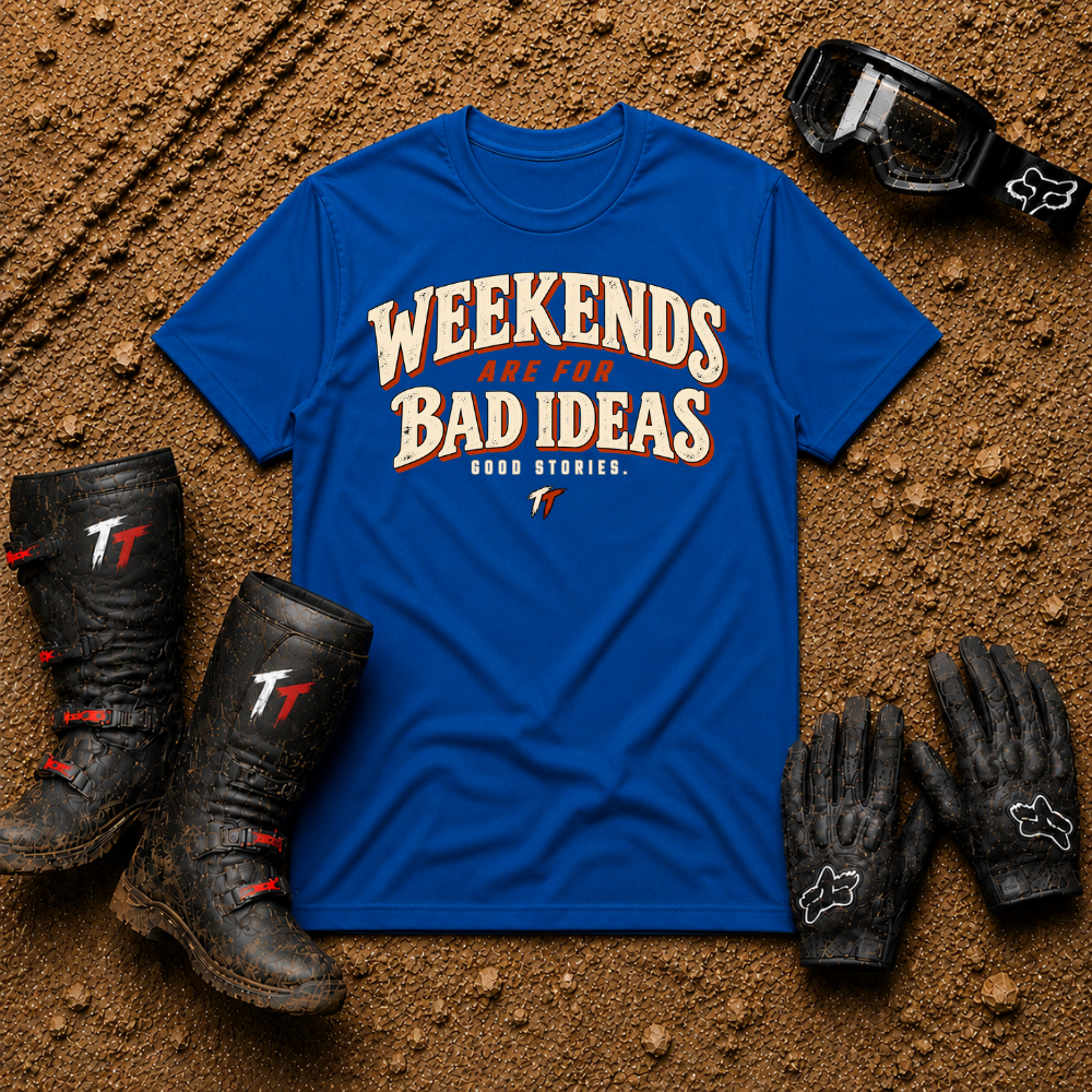 Royal blue Weekends Are for Bad Ideas funny off-road ATV/UTV t-shirt — Tire Time Offroad
