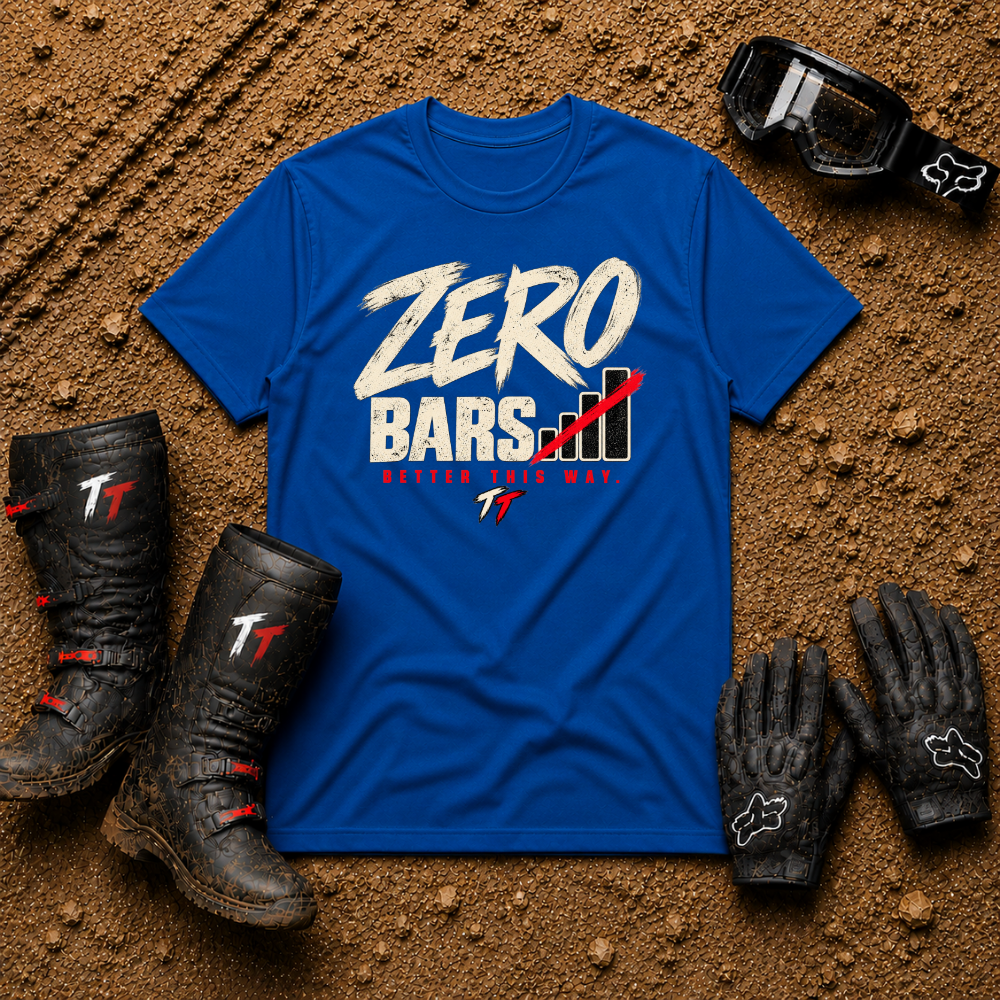 Zero Bars off-road tee in Royal Blue - UTV/side-by-side trail riding shirt