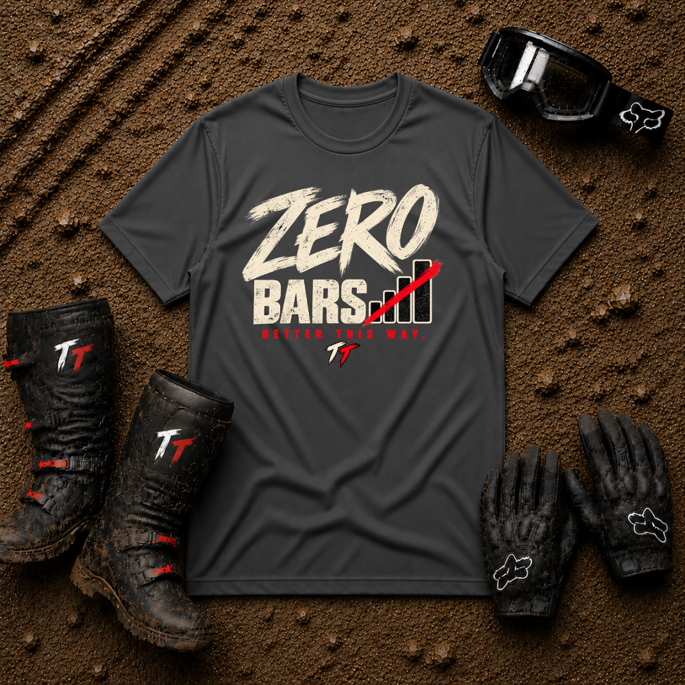 Zero Bars off-road tee in Dark Heather Grey - ATV/UTV side-by-side riding shirt