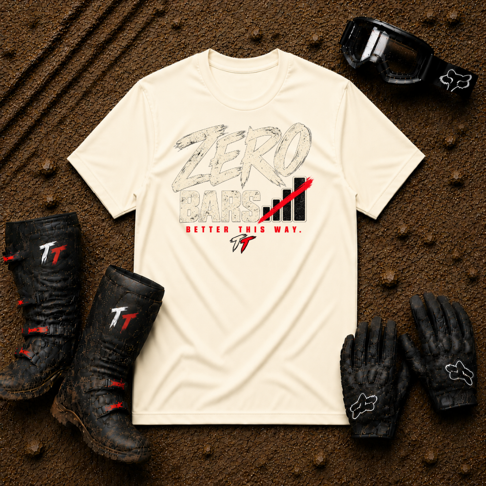 Zero Bars graphic tee in Natural - off-road ATV/UTV t-shirt, Atlantic Canada