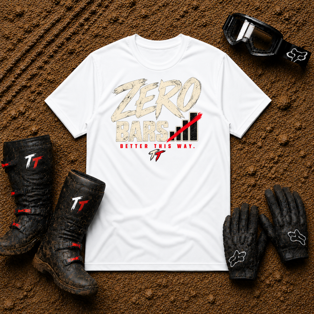 Zero Bars off-road tee in White - ATV/UTV side-by-side riding shirt